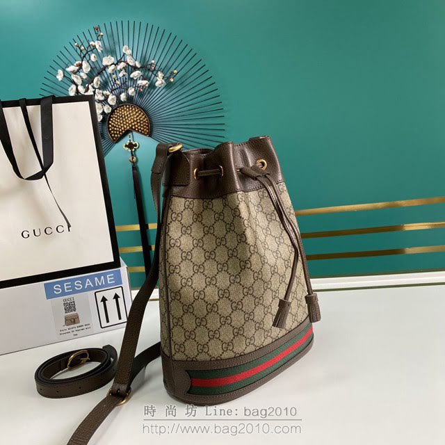 Gucci古馳包包 G家新款女包 款號:540457 古奇啡色肩背水桶包  gdj1237